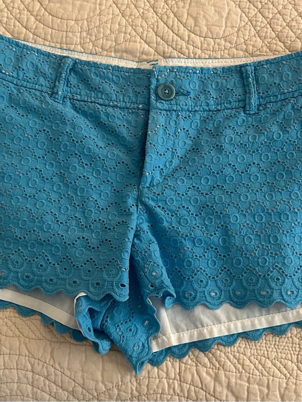 Lilly Pulitzer Bright Turquoise Eyelet High-Waist Shorts
